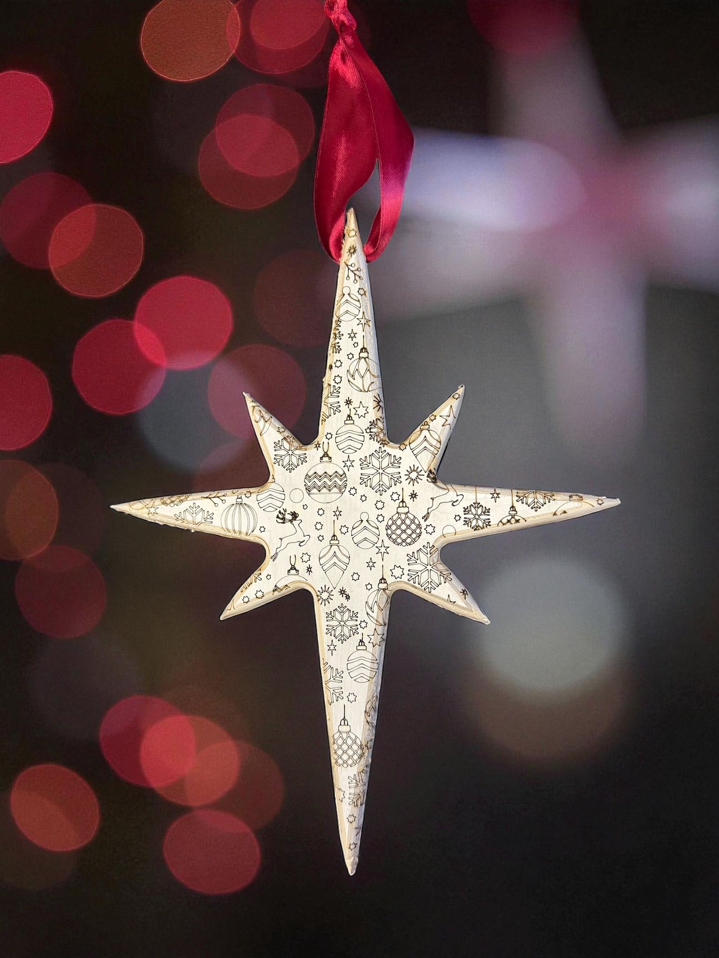 Houten kerstster | Wit