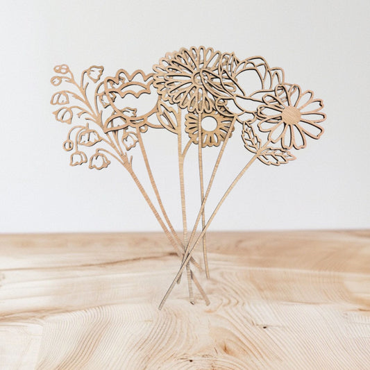 Bosje houten bloemen