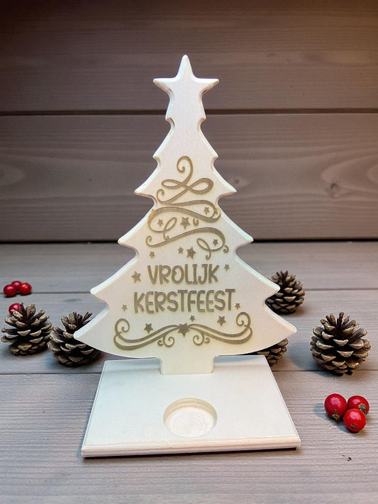 Houtenkerstboompje met standaard