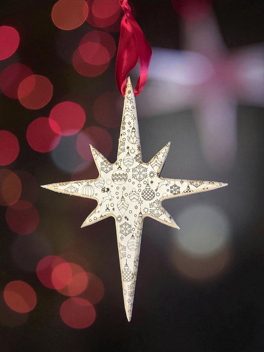 Houten kerstster | Wit