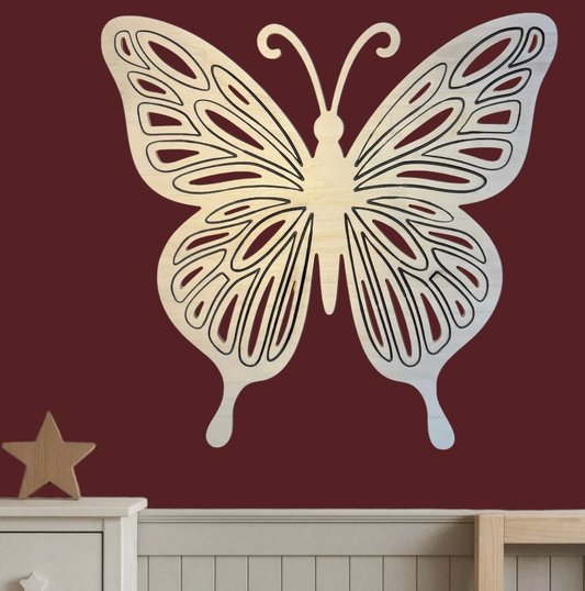 Wanddecoratie XL Vlinder hout / zwart