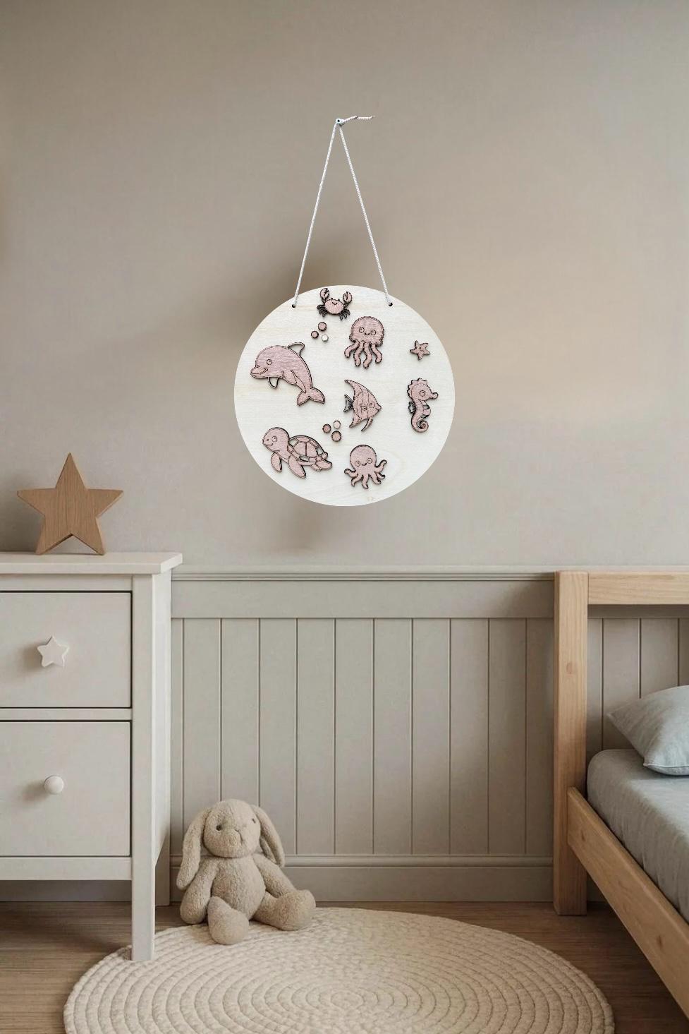 Wanddecoratie | Rond | Zeedieren
